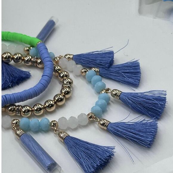 Lilly‎ Pulitzer Lilly "HI SUMMER" Blue Green Beaded Triple Strand Necklace New - Picture 13 of 13